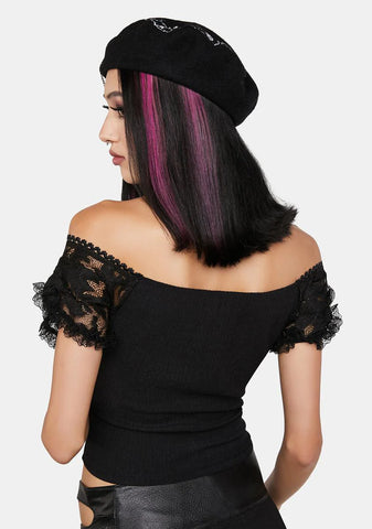 Cropped Laced Off The Shoulder Top