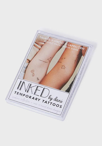 Zodiac Pack: Taurus + Virgo + Capricorn Temporary Tattoo Pack