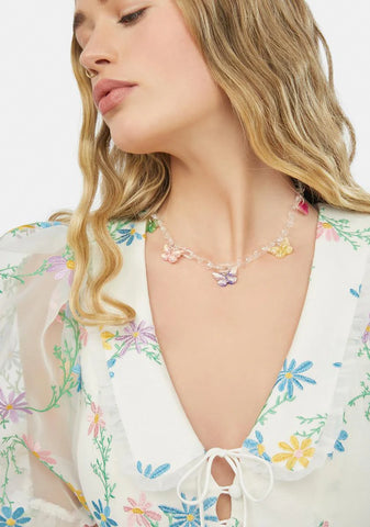 Springtime Wind Butterfly Charm Necklace