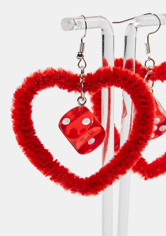 Two Of Hearts Fuzzy Earrings
