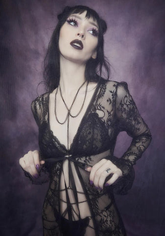 Demonology Lace Bell Sleeve Duster