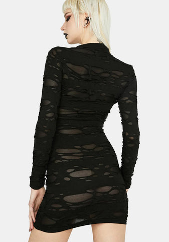 Secret Meetings Distressed Mini Dress