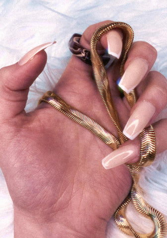 Coffin French Tips Press On Nails