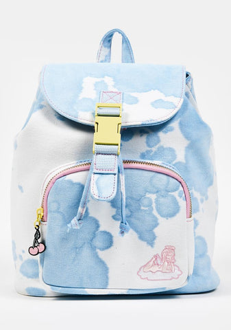 X Loungefly Blue Acid Wash Denim Backpack