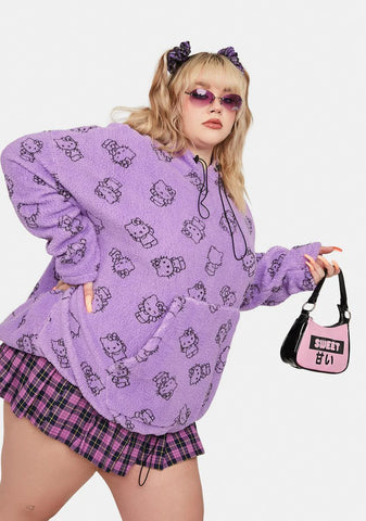 Purple Plus Hello Kitty Printed Fleece Hoodie