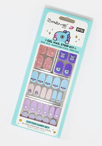 X BT21 Cotton Candy Sky Gel Nail Strips