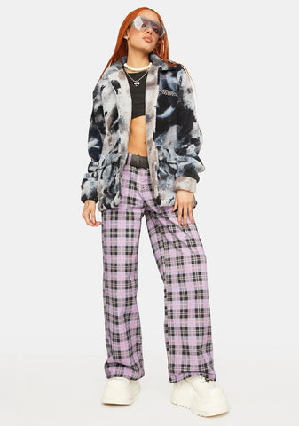 Warped Tie Dye Sherpa Jacket