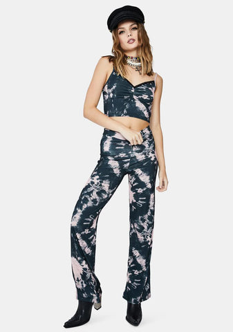 Black And Pink Tie Dye Trousers
