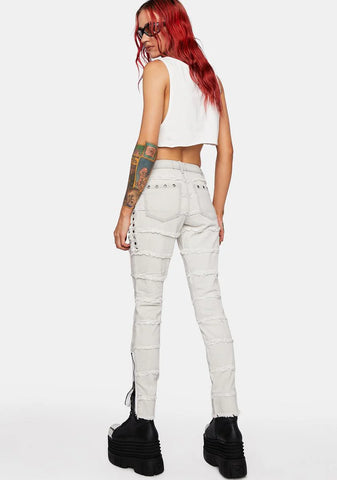 Distortion Distressed Grommet Skinny Jeans