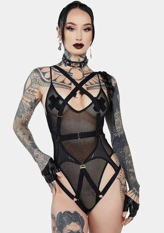 Acting Out Sheer Bodysuit & Harness Set