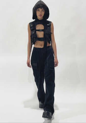 Replay Unisex Stone Wash Cargo Pants - Black