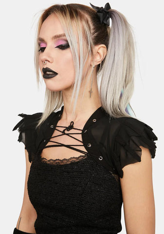 Camazotz Bat Wing Effect Bolero Lace Up Top