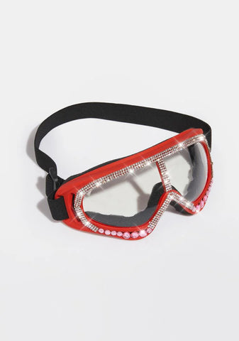 Scarlet Snow Vision Rhinestone Goggles