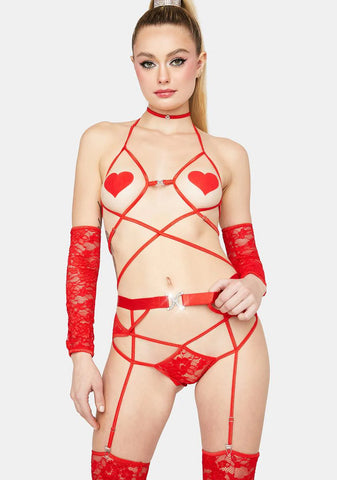 Scarlet Baring It All 4-Piece Lingerie Set