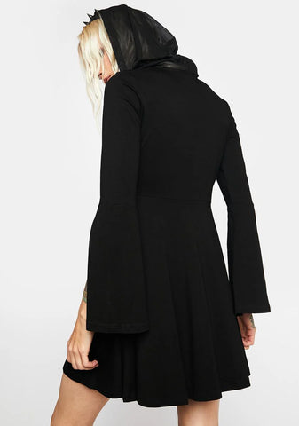 Mystery Story Deep V Print Gothic Dress