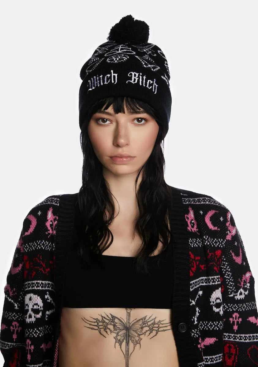 Witch Bitch Pom Pom Beanie