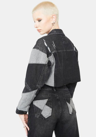 Slick Always Wonder Patchwork Denim Cropped Jacket