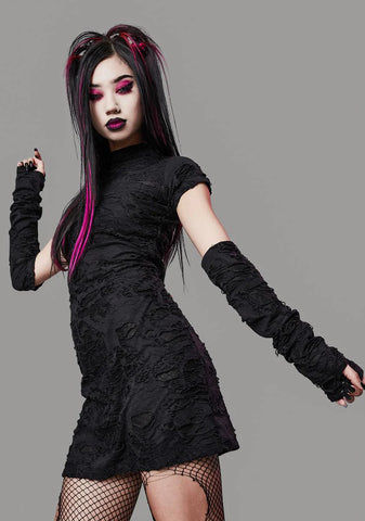 Toxic For Life Shredded Dress And Gloves Set