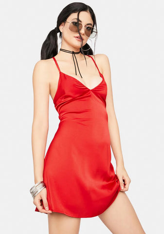 Cherry Passion Flirt Satin Slip Dress