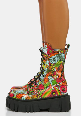 Scenic Route Combat Boots - Rainbow