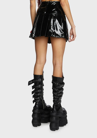 Vinyl Pleated Mini Skirt
