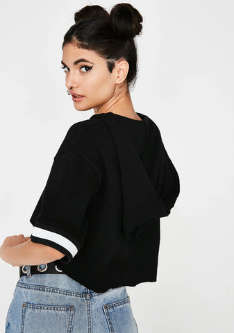 Ink Cuddle Champ Cropped Lace-Up Hoodie