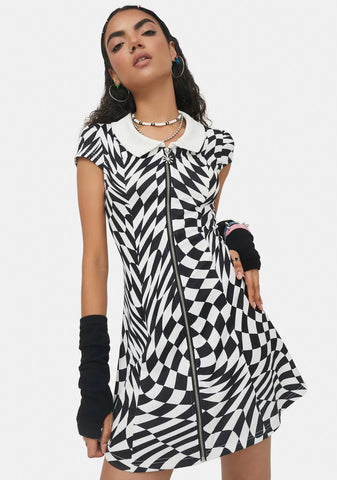Warp Speed Checkered Mini Dress