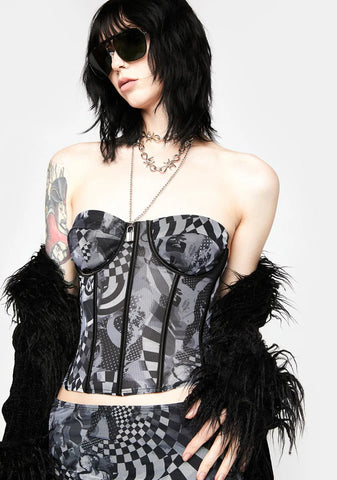 Grey Aly Mesh Corset Top