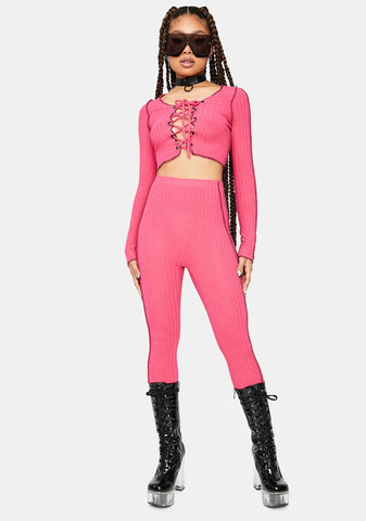 What Do I Know Contrast Stitch Pants Set