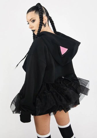 Playful Kitten Crop Hoodie