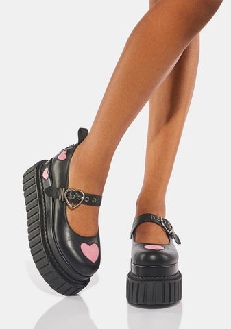 Heart On Sleeve Platform Mary Janes