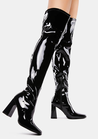 Patent Walkin' It Off Thigh-High Boots