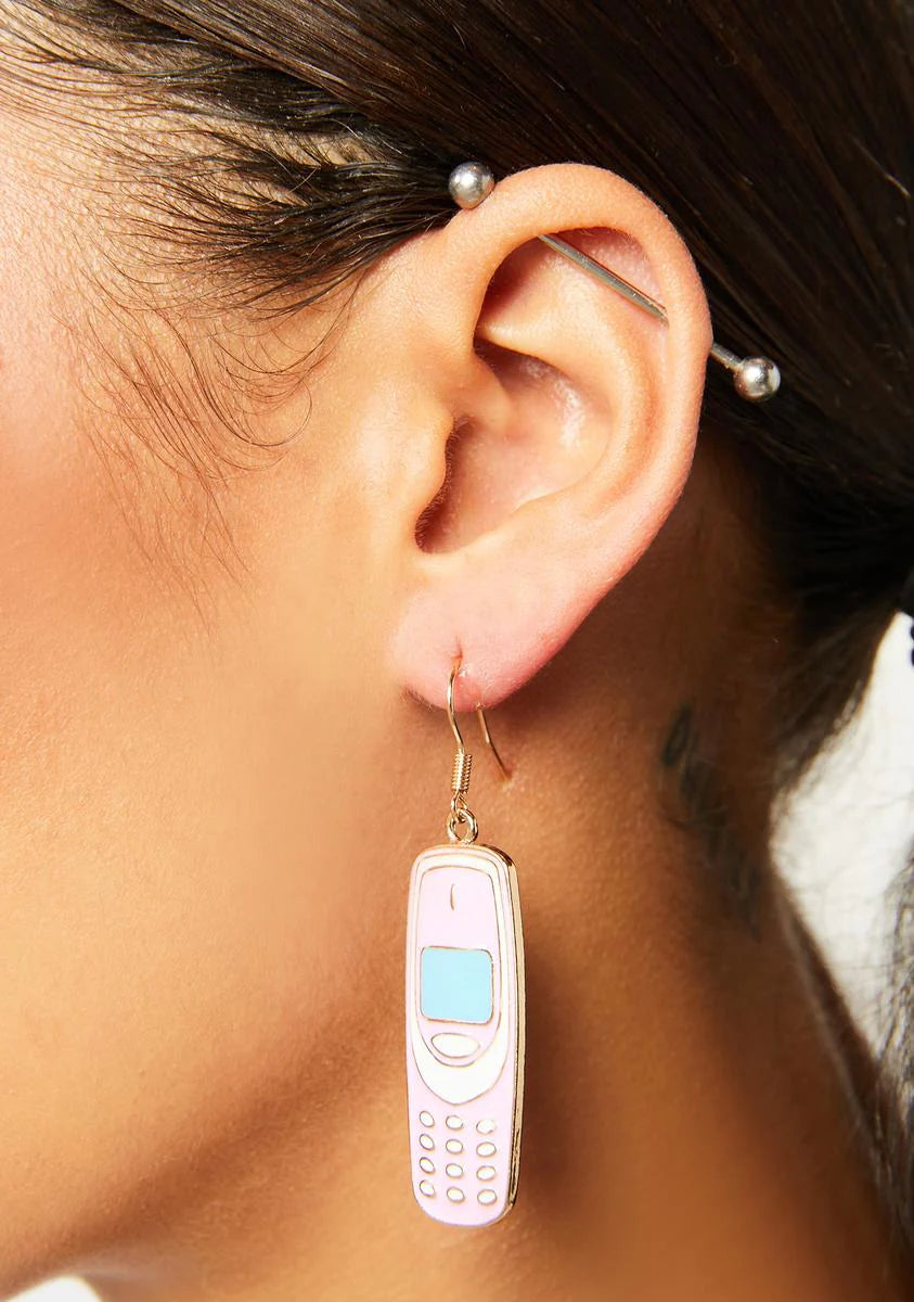 Pick Up Phone Drop Earrings