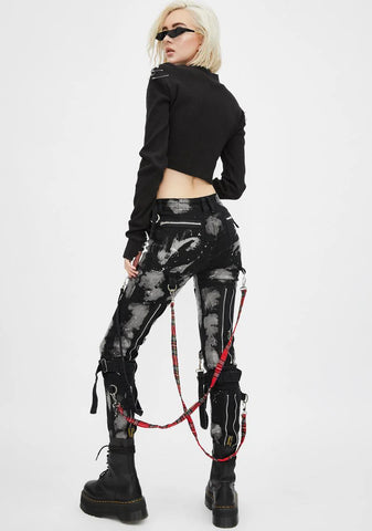 Bleach And Stud Bondage Pants