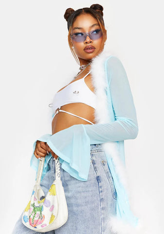 Pale Front And Center Mesh Kimono