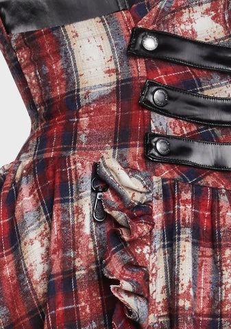 Grunge Ruffle Plaid Dress