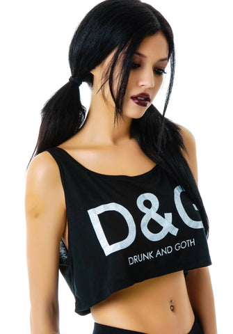 Drunk and Goth Cropped Tank Top - Black