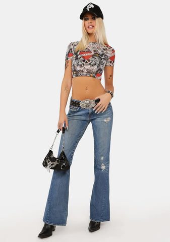 LKS Skull Crew Power Mesh Top