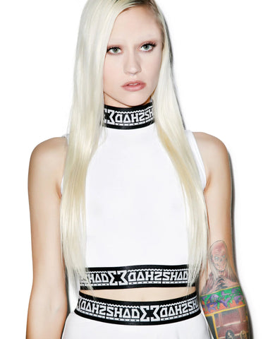 So Shady Polo Neck Crop Top - White