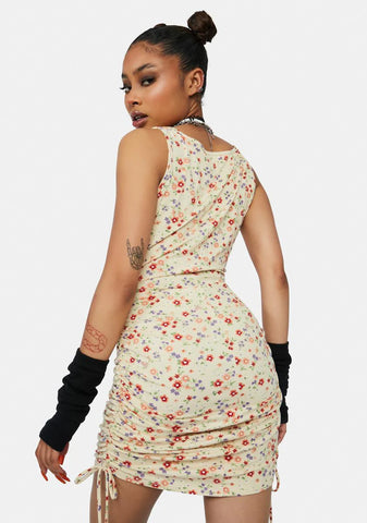 Crazy Idea Floral Cutout Mini Dress