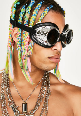 Chrome Radioactive Aviator Goggles
