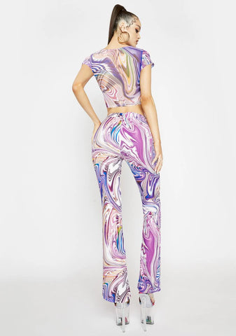 Lavender Hypnotic Habits Kick Flare Pants