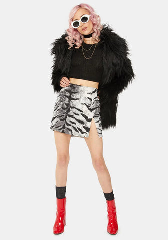 Silver Tiger Pelmet Mini Skirt