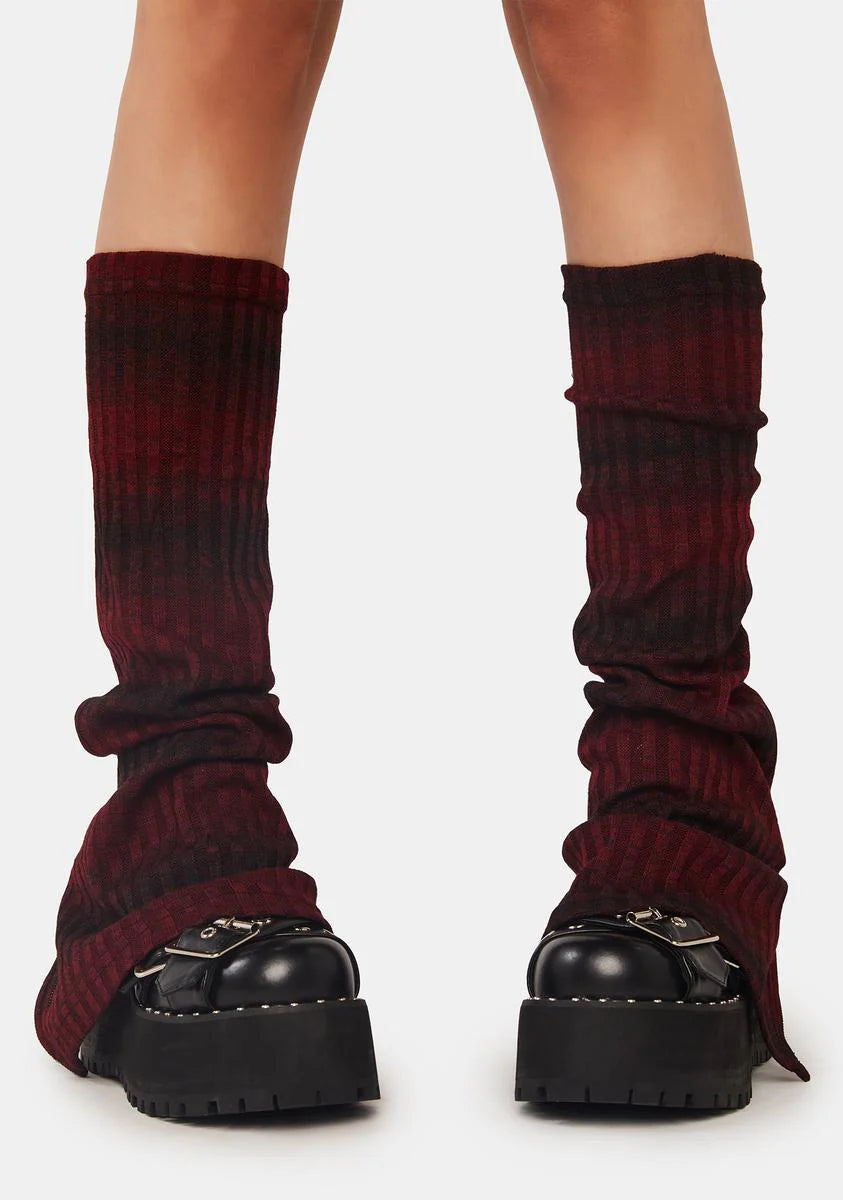 Red Daily Striped Leg Warmers