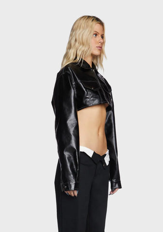 Faye Cropped Faux Leather Jacket