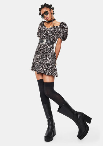 Mica Leopard Puff Sleeve Mini Dress