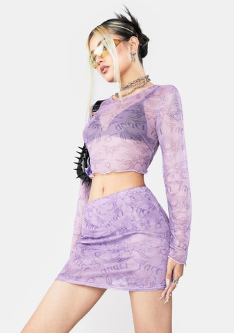 Angel Face Mesh Skirt Set