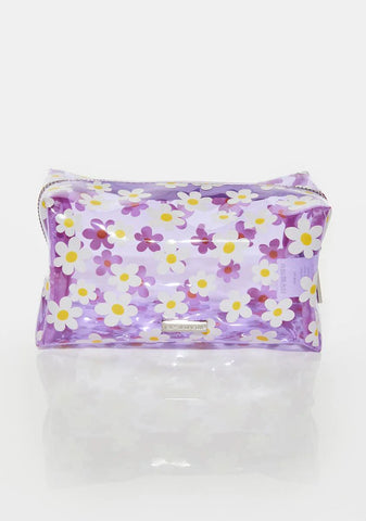 Lilac Daisy Makeup Bag