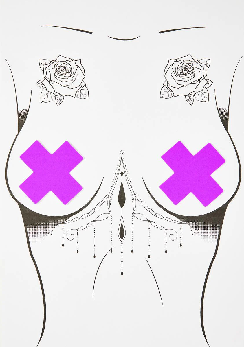 Neon Purple Cross Pasties