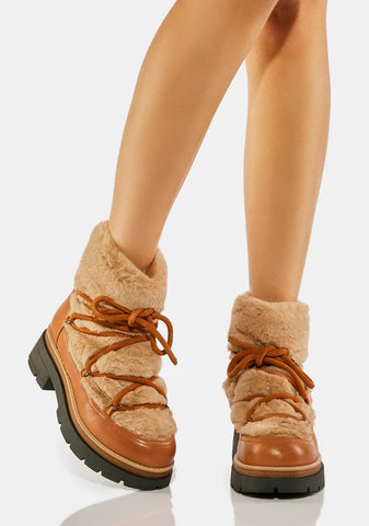 Brown Polar Queen Faux Fur Boots